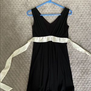 Black jersey dress with off-white Satin Sash